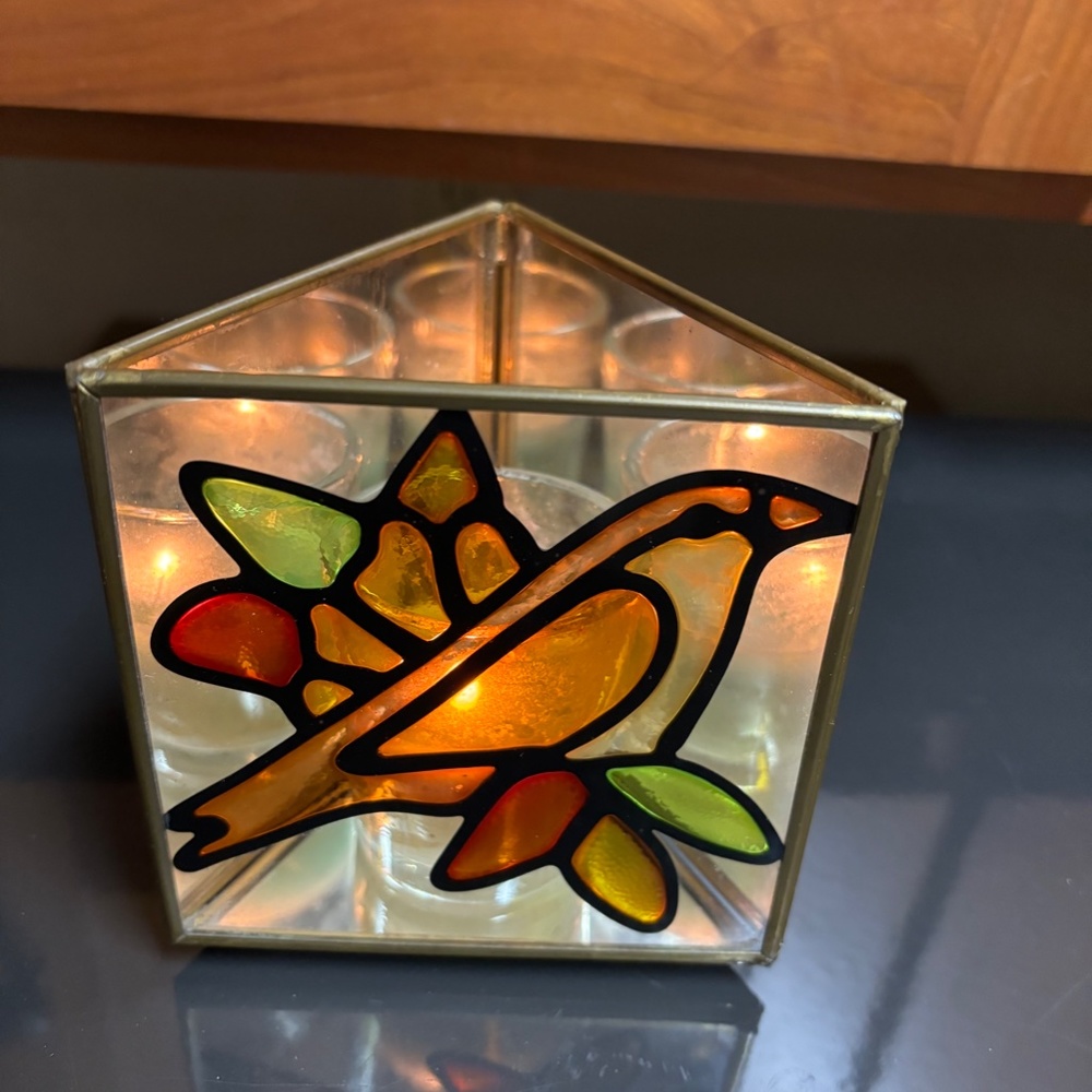 Candle Holder with Bird